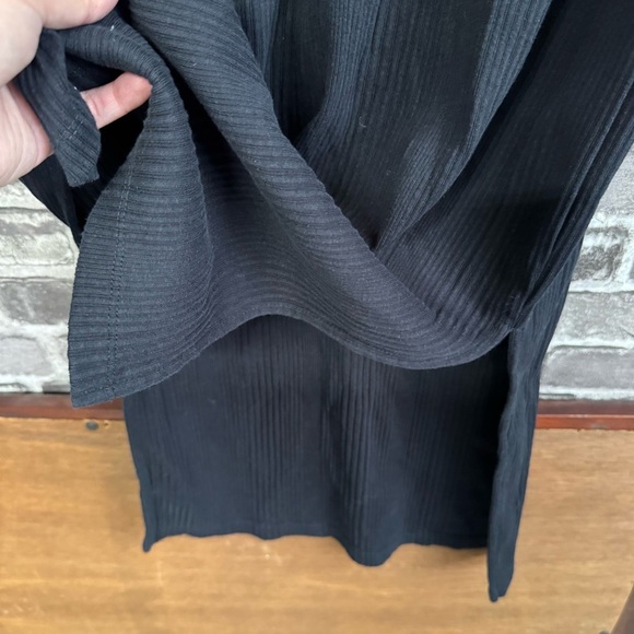 Sweaty Betty London Henley Midi Dress black ribbed long sleeve snap buttons neck - Picture 8 of 12